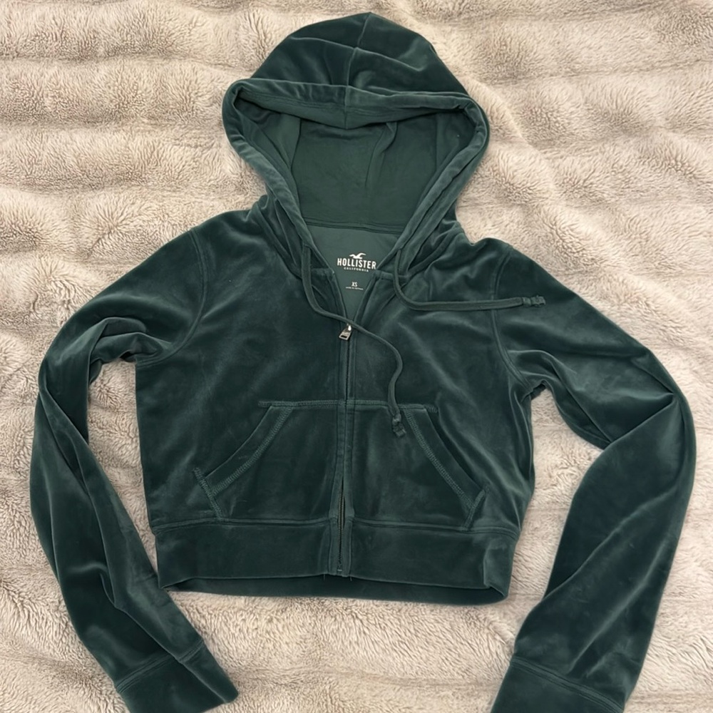 Hollister velour zip hoodie